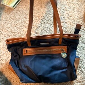 Michael Kors Navy and Tan Tote Bag